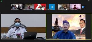 Kepala Dinas dan Pangan Kabupaten Badung I Wayan Wijana saat Rapat Sosialisasi Optimalisasi Pemasaran Produk Pertanian secara virtual pada, Rabu (4/8/2021).