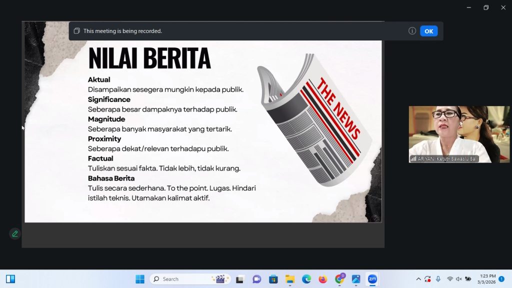 Bimbingan Teknis (Bimtek) Chapter 7 Bawaslu Bali, Selasa (3/3).