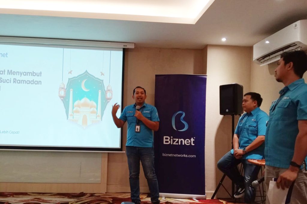 Peluncurkan kampanye terbaru Biznet bertajuk #PakeBiznet Tenang, Senang, Menang, Jumat (6/3).