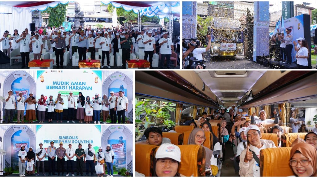 Keberangkatan Mudik Gratis dari Pegadaian Kanwil Denpasar, Selasa (12/3/2026).