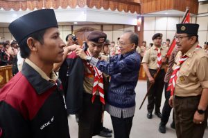 Pelepasan Kontingen Pramuka Bali menuju Jambore Nasional XII di Bumi Perkemahan Graha Wisata Cibubur.