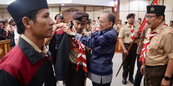 Pelepasan Kontingen Pramuka Bali menuju Jambore Nasional XII di Bumi Perkemahan Graha Wisata Cibubur.