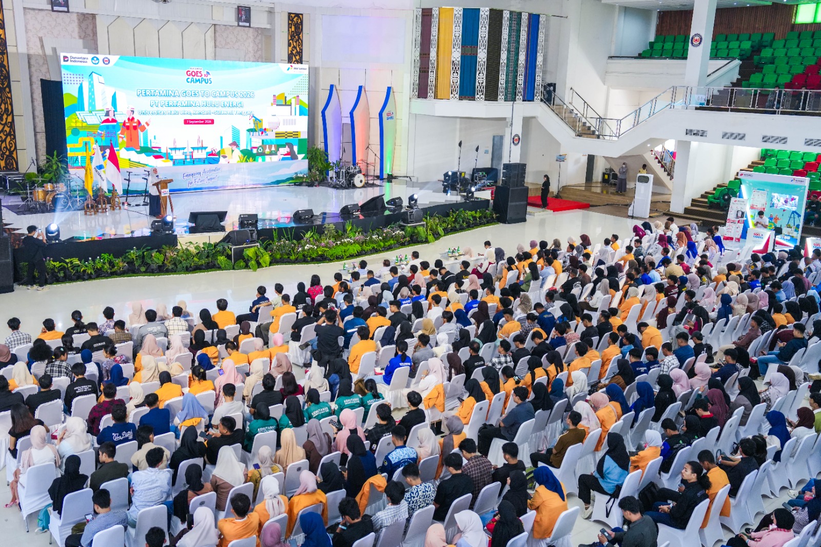 Talkshow Roadshow Pertamina Goes to Campus (PGTC) 2026 di Auditorium Mokodompit, Universitas Halu Oleo, Kendari.